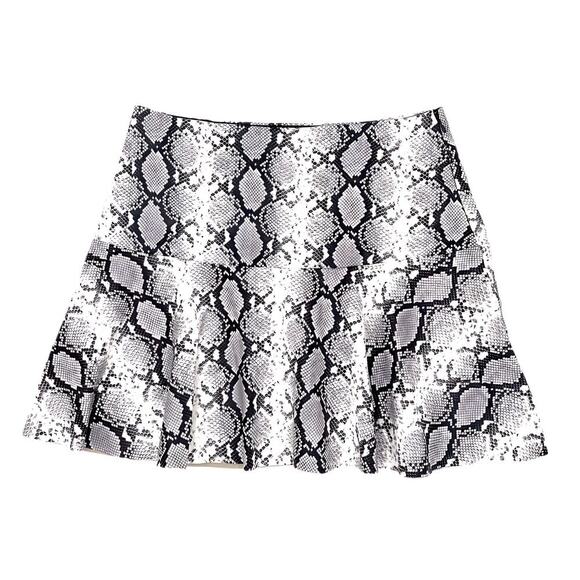 Scoop Flared A-Line Vegan Leather Skirt Faux Snakeskin Animal Print Edgy Chic XL - Picture 1 of 7